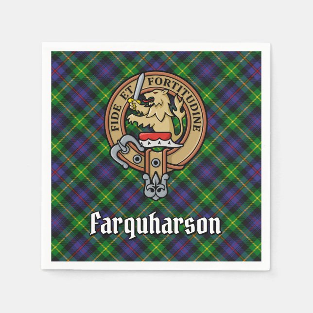 Serviette En Papier Clan Farquharson Crest sur Tartan (Devant)