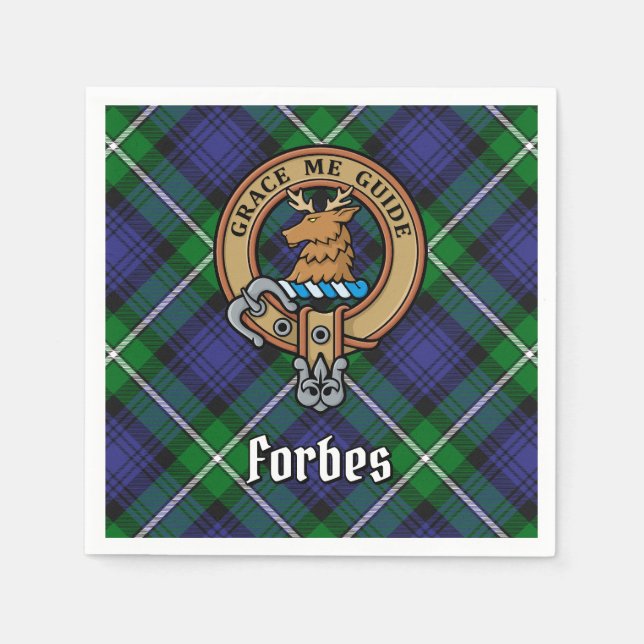 Serviette En Papier Clan Forbes Crest sur Tartan (Devant)