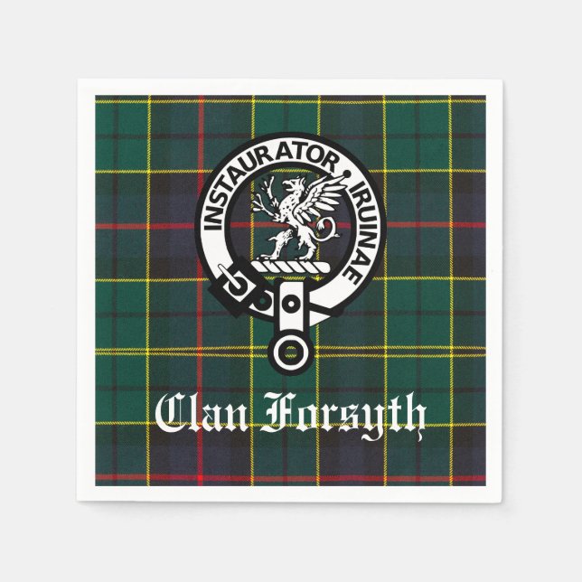 Serviette En Papier Clan Forsyth Crest & Tartan personnalisable (Devant)