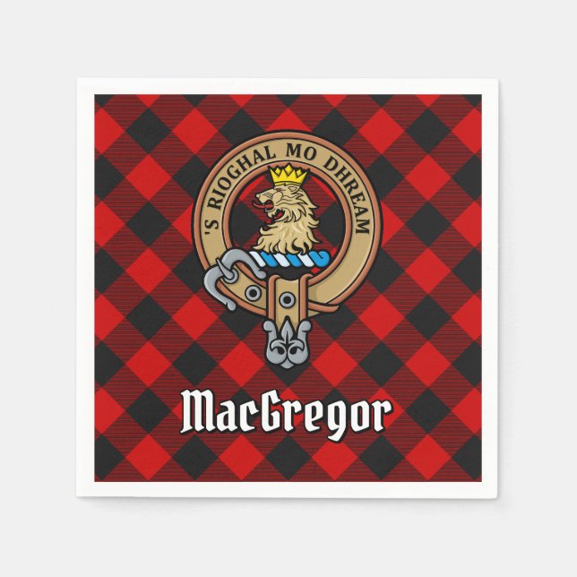 Serviette En Papier Clan Gregor Crest sur Rob Roy Tartan (Devant)