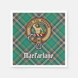 Serviette En Papier Clan MacFarlane Crest sur Tartan de chasse antique