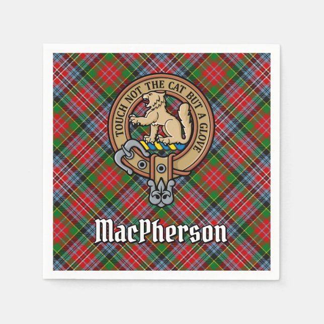 Serviette En Papier Clan MacPherson Crest sur Tartan (Devant)