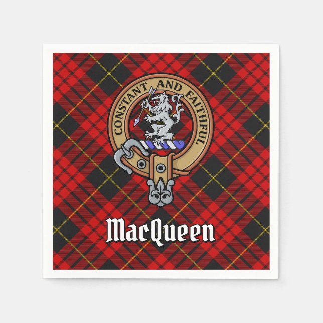 Serviette En Papier Clan MacQueen Crest sur Tartan (Devant)