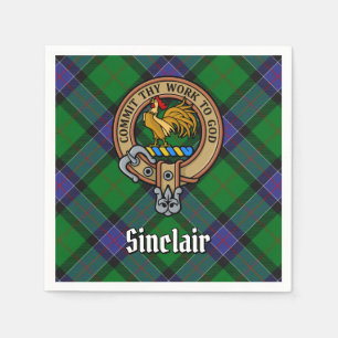 Serviette En Papier Clan Sinclair Crest sur la chasse Tartan