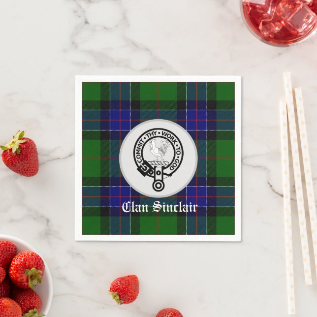 Serviette En Papier Clan Sinclair Tartan & Crest Badge (En situation)