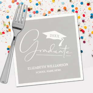 Serviette En Papier Clapet blanc de graduation Silver Grey