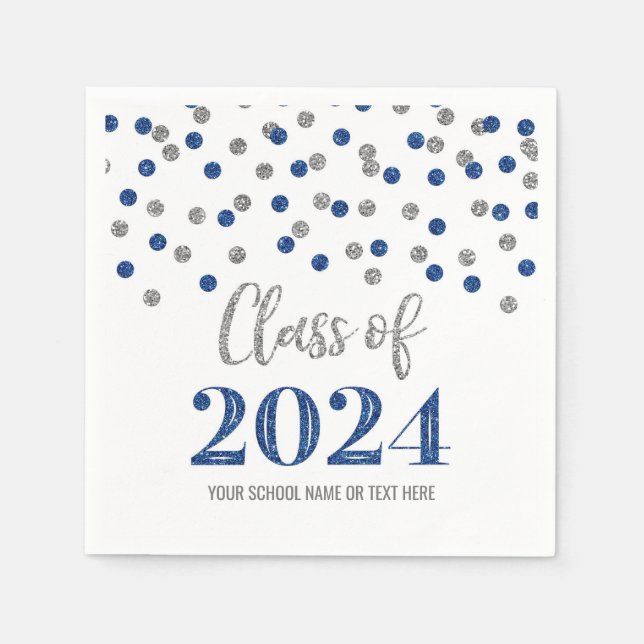 Serviette En Papier Classe Confetti Bleu Argent de 2024 serviettes (Devant)