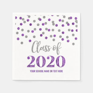 Serviette En Papier Classe Confetti d'argent pourpre de 2020