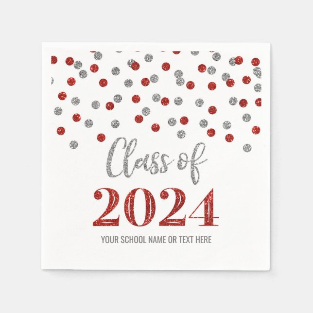 Serviette En Papier Classe Confetti Rouge Argent de serviettes 2024 (Devant)