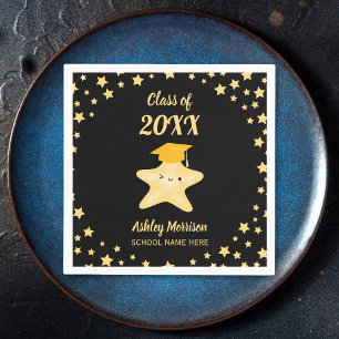 Serviette En Papier Classe de 2023 Black and Gold Star Graduation Part
