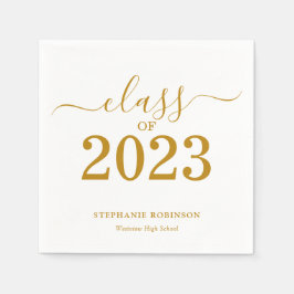 Serviette En Papier Classe de 2023 Gold Script Graduation
