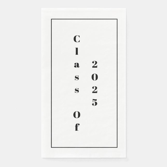 Serviette En Papier Classe De 2025 Graduation Party Black White Minima (Devant)