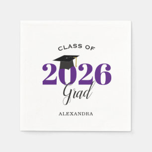 Serviette En Papier Classe de 2025 Gradué Moderne Purple