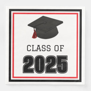 Serviette En Papier Classe de 2025 Rouge et Noir