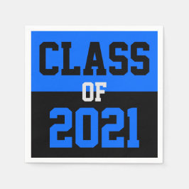 Serviette En Papier Classe de Graduation Bleu & Noir de 2024