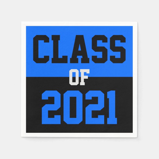 Serviette En Papier Classe de Graduation Bleu & Noir de 2024 (Devant)
