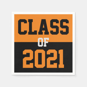 Serviette En Papier Classe de Graduation Orange & Noir de 2024