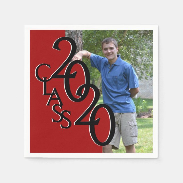Serviette En Papier Classe de photo Red Grad 2020 (Devant)