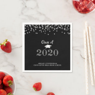 Serviette En Papier CLASSE D'ÉTUDES DE Parties scintillant Argent 2020