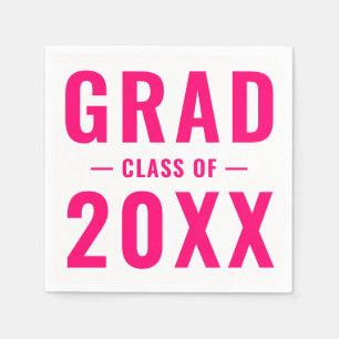 Serviette En Papier Classe Grad année rose chaud typographie moderne