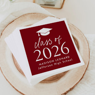 Serviette En Papier Classe moderne de 2025 Script Bourgogne Graduation