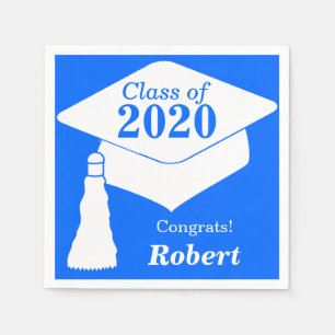 Serviette En Papier Classe personnalisée de 2024 Bleu Blanc