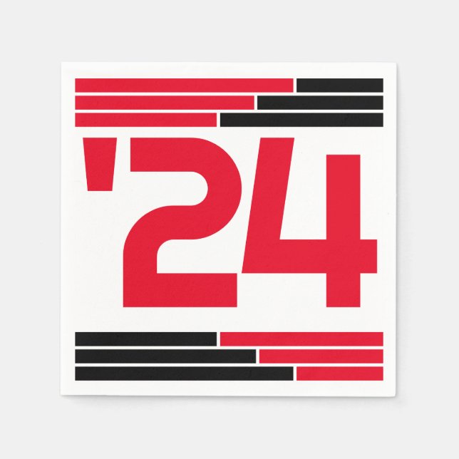 Serviette En Papier Classe Red & Black Bars de '24 Grad Party (Devant)