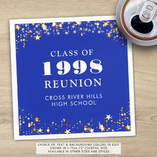 Serviette En Papier Classe Reunion Royal Blue Gold Blanc Personnalisé