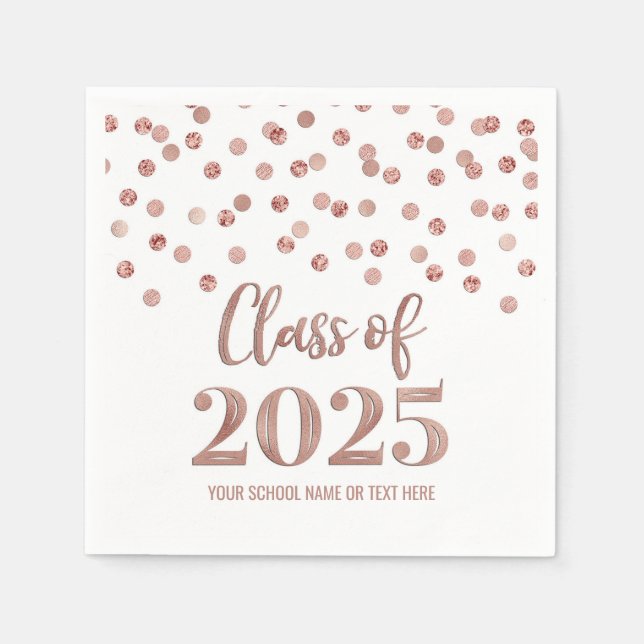 Serviette En Papier Classe rose Gold Confetti de 2025 Napkins (Devant)