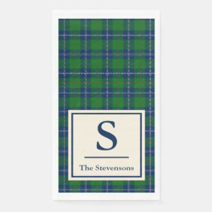 Serviette En Papier Classic Bleu Vert Tartan Plaid Personnalisé
