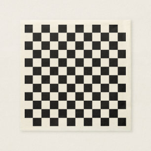 Serviette En Papier Classic Checkerboard Motif noir blanc