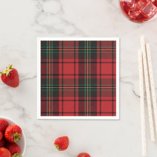 Serviette En Papier Classic Elegant Rouge Tartan Noël
