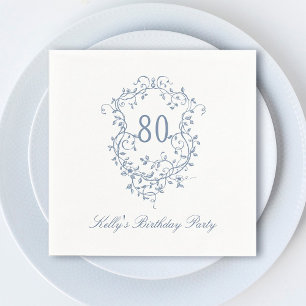 Serviette En Papier Classic French Victorian Blue 80th Birthday Party