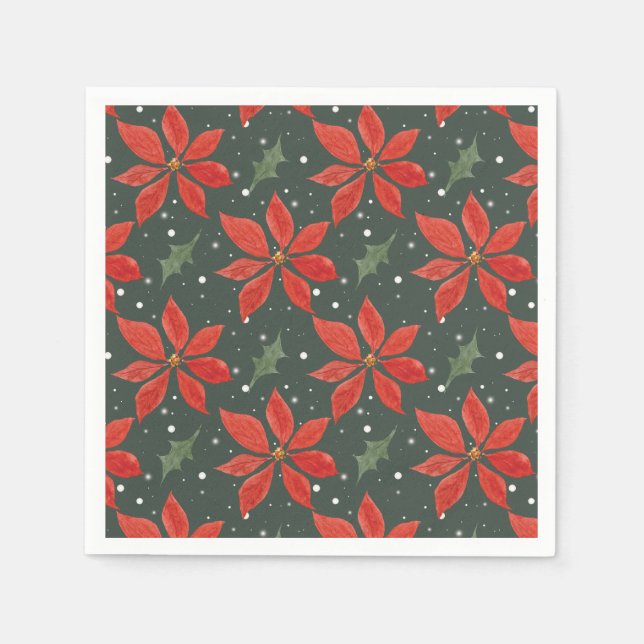 Serviette En Papier Classic Poinsetta Holiday (Devant)