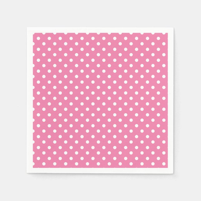 Serviette En Papier Classic Polka Dot White - Fuchsia Pink (Devant)