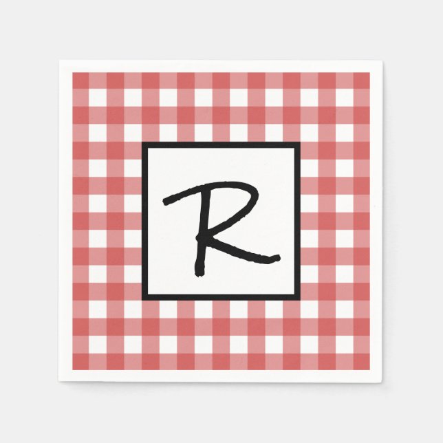 Serviette En Papier Classic Red et White En vichy BBQ Pique-nique (Devant)