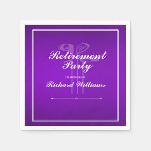 Serviette En Papier Classic Retraite Golf Thème Purple Blanc
