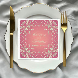 Serviette En Papier Classic Romantique Or rose Ornate Mariage frontali