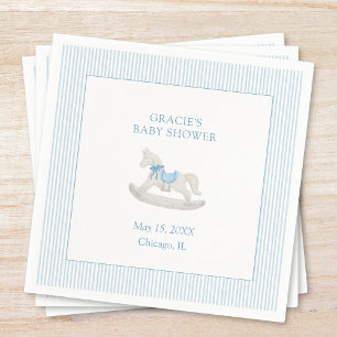 Serviette En Papier Classic Simple Blue Rocking Horse Baby shower garç