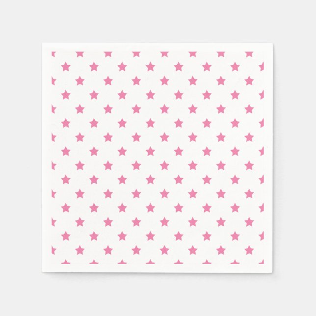 Serviette En Papier Classic Stars Fuchsia Pink - White (Devant)