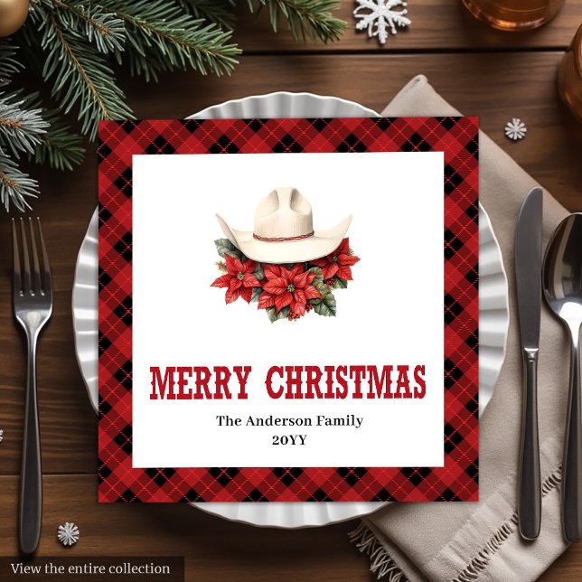 Serviette En Papier Classic Western Red Black Christmas Napkins (Classic Western Red Black Christmas Napkins)