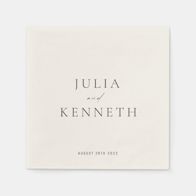 Serviette En Papier Classique Beige clair Simple Mariage neutre (Devant)