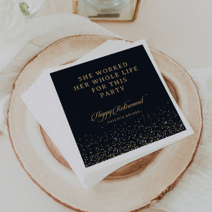 Serviette En Papier Classique Chic Calligraphie Confettis Or Retraite