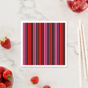 Serviette En Papier Classique design à rayures verticales rouge noir e