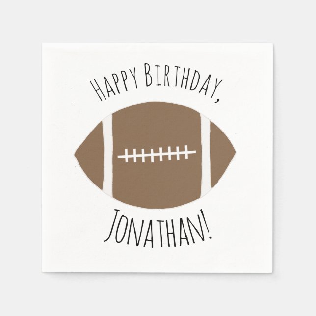 Serviette En Papier Classique Football Simple Joyeux Anniversaire (Devant)