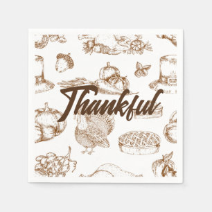Serviette En Papier Classique Vintage Thanksgiving Minimaliste Rustiqu