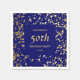 Serviette En Papier Classy Egypt Gold Sprinkings Marine Blue Anniversa