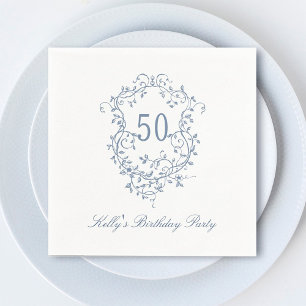 Serviette En Papier Classy French Victorian Blue 50th Birthday Party