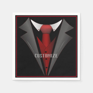 Serviette En Papier Classy Gentleman Red Cravate 2
