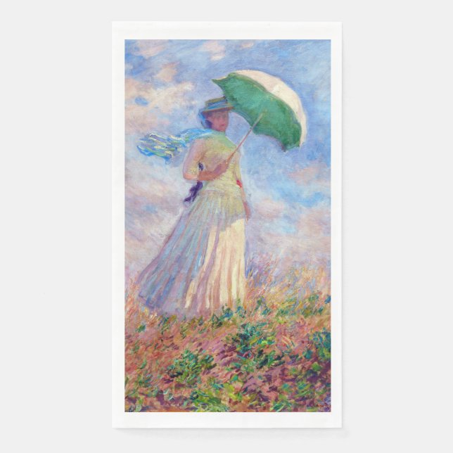 Serviette En Papier Claude Monet - Femme avec un parasol face à droite (Devant)